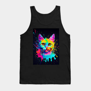 Splatter Paint Cat Tank Top